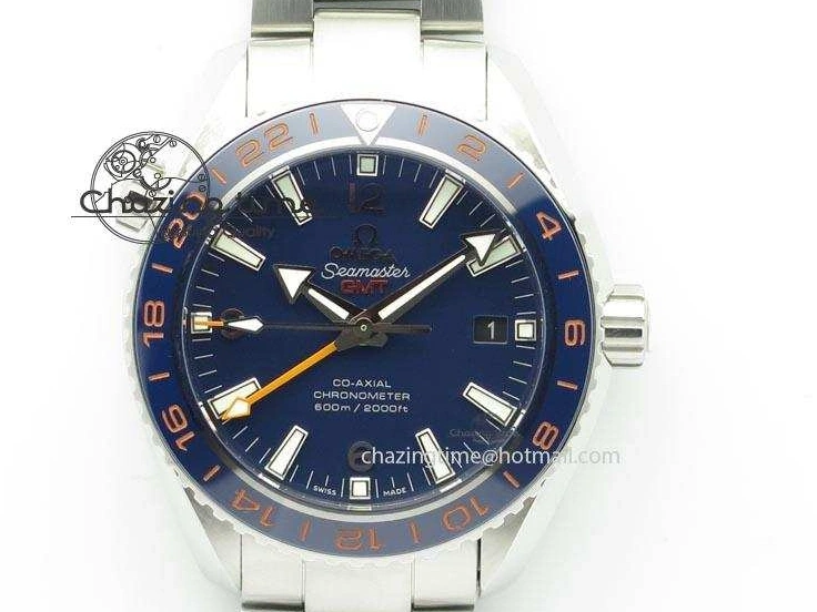 1218 Planet Ocean GMT 43.5mm V6F Goodplanet Orange Marker Blue Dial On SS Bracelet A ModernLook 8215